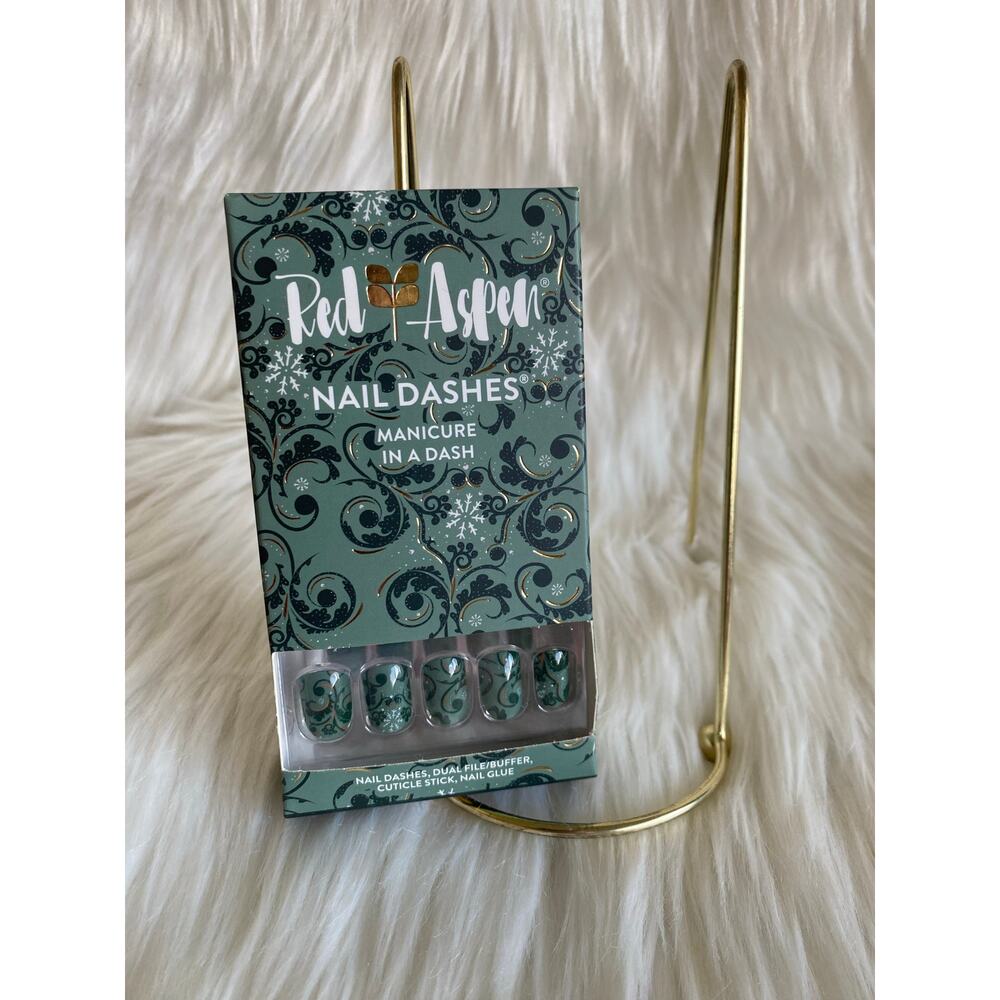 Red Aspen Nail Dashes- Winter Green By Brooke (Christmas nails)